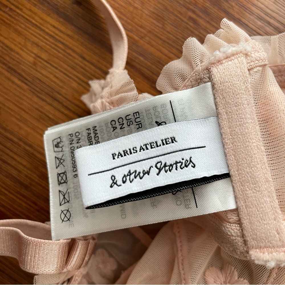 & Other Stories Pink Nude Bra Sheer Underwire 32B Front Closure - Picture 7 of 8